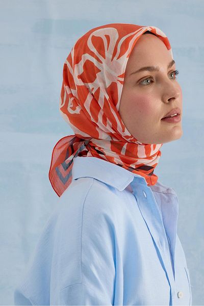 Cardion Eșarfă de mătase din bumbac cu model iederă