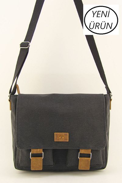 HNB Black Canvas Waterproof Postman Business School Briefcase Laptop Bag (WITH HANDBAG GIFT)