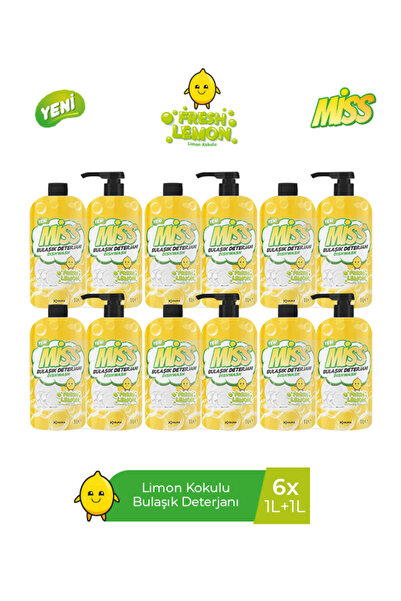Miss MİSS BULAŞIK DETERJANI (LİMON+LİMON) 1 L + 1 L x 6 ADET