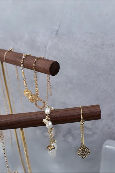 viveres Brown Jewelry Organizer Decorative Necklace Hanger Jewelry Stand Bracelet Hanger Accessory Organizer