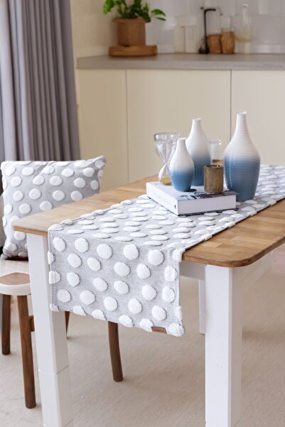 HAMUR Punch Gray Washable Tableware and Table Runner - for Living Room, Kitchen and Coffee Table