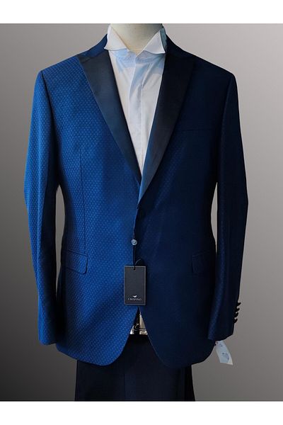 crispino Navy Blue Men's Tuxedo Suit - Groom's Jacket and Trousers 9007