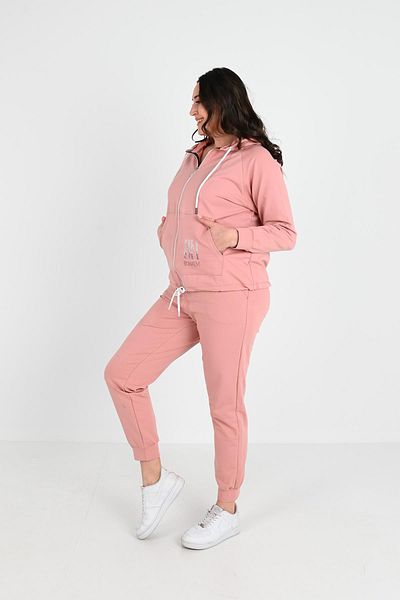 Koza Butik Σετ γυναικεία αθλητική φόρμα με φερμουάρ με στάμπα με πέτρα - 8037-24