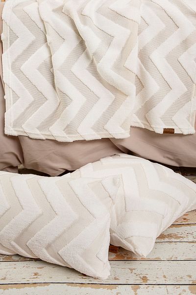 HAMUR Bed Runner Throw Pillow Set Bohemian Punch Punch Pattern Bedspread Line Ecru