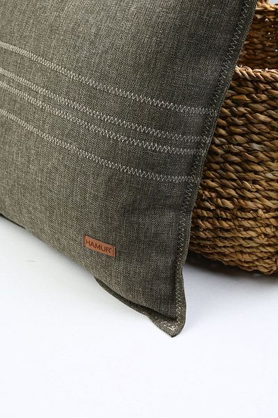 HAMUR Ethnic Vintage Κεντημένη Υφαντή Μαξιλαροθήκη Boho Grain Khaki