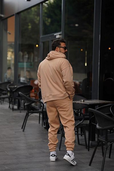 BayBayan Ανδρικό Σετ Φόρμας Jogger 3 Νήματα Mink - Ψηλόμεση