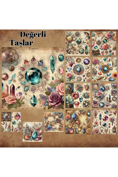 Pink Swan Craft Pietre prețioase de bijuterii de epocă - Set de autocolante p...