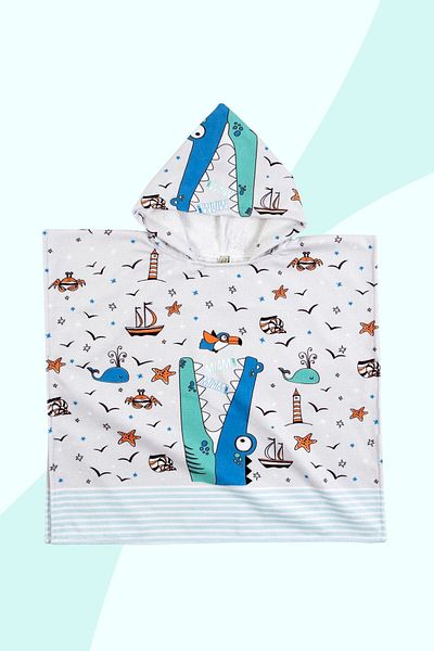 HAMUR Baby Kids Poncho Beach Towel Marine