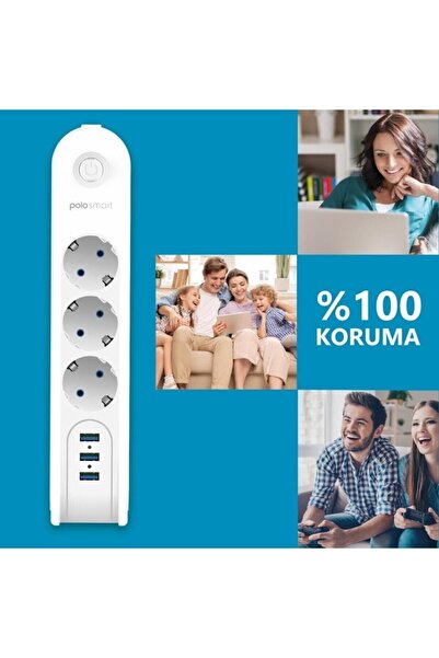 Polosmart Mp09 Termal Akım Korumalı Uzatma Kablosu 2m