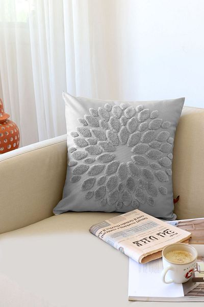 HAMUR Husă de pernă decorativă pătrată cu model Punch Punch cu design special boem, gri flori