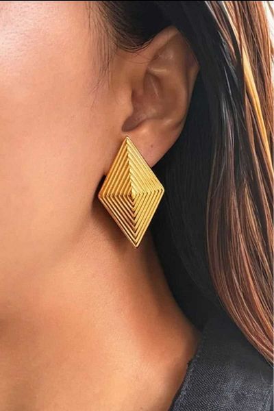 KYOLA DESİGN Vintage Gold Elegant Striped Women's Earrings