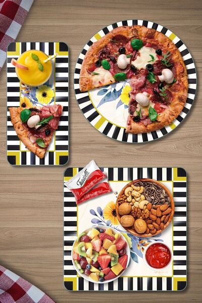 Decovetro MacKenzie Vintage Flower Patterned 3-Piece Mixed Set - Glass Presentation Serving Plate