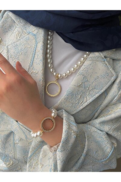 ENT COLLECTİON TAM ALTIN UYUMLU İNCİLİ KOLYE VE YARIM ALTIN UYUMLU İNCİLİ BİL...