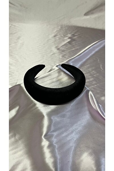 MegssStore Siyah Kalın Bombeli Kadife Taç/saç Bandı