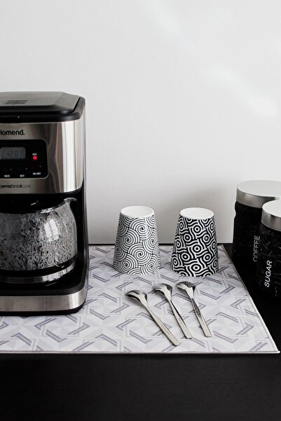 HAMUR Baskılı Bulaşık Kurutma Matı 46x36 Cm Kurulama Bezi Örtüsü Mf-054 Gri