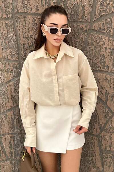 SOFT BUTİK SB Γυναικείο πουκάμισο Marc Oversize Premium με τσέπες