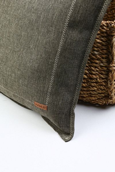 HAMUR Ethnic Vintage Κεντημένη Υφαντή Μαξιλαροθήκη Ριχτάρι Boho Πλαίσιο Χακί