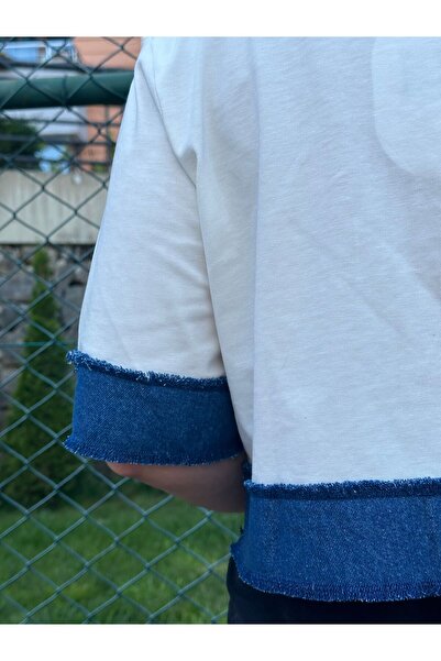 G LUNA Denim Detailed Printed T-Shirt