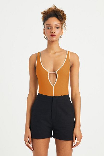 IAMNOTBASIC Mustard Delphin Bodysuit