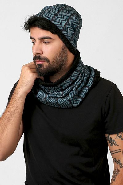 HAMUR Green Men's Beret and Neck Collar Set of 2 Set Bb-104