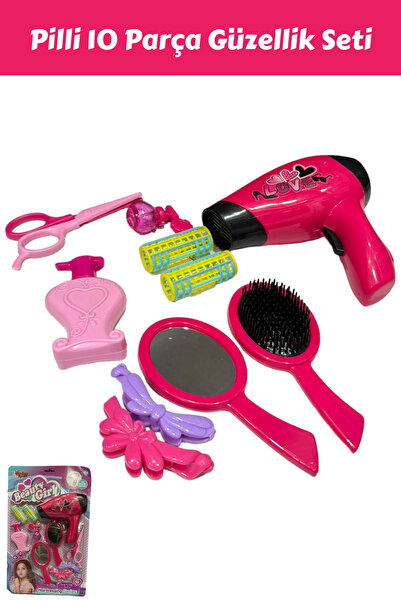 YILDIRIM OYUNCAK Pilli Saç Kurutma Makinalı Kartela Güzellik Seti 10 Parça - ...