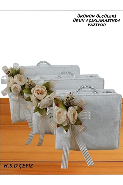 Hasret Çeyiz Sandık Gelin Damat Bavul Çanta Hurç Çeyiz Sandığı 3lü 0566