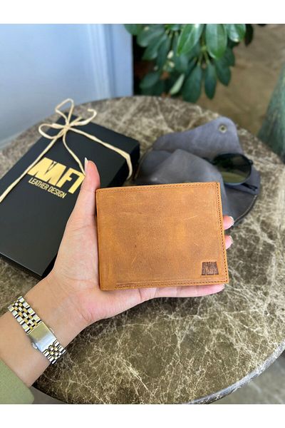 MFT Leather Design 2612 Мъжки портфейл от естествена кожа Royal Crazy Camel - ключодържател