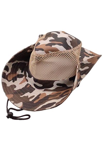 AXE SPORTSWEAR Model de camuflaj militar - Pălărie de cowboy pentru safari, cu plasă de ventilație pliabilă