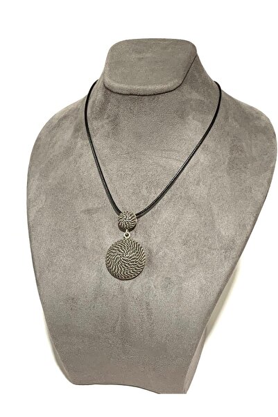 Doğan Silver 925 AYAR GÜMÜŞ OTANTİK  ,DERİ KORDUNLU  KOLYE