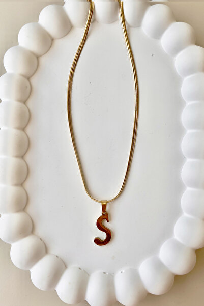 Fubena S Harf Sallantılı Künye Çelik Kolye