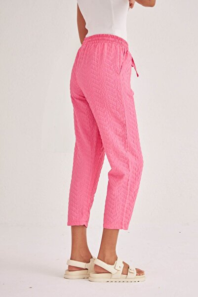 Orfeo Negro WOMEN'S GEOMETRIC PATTERNED COMFORTABLE FIT FABRIC TROUSERS