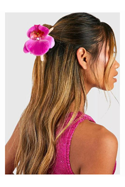 Diloshtrend Design Kadın  Pembe Orkide Çiçeği Aloha Mandal Toka (10cm)