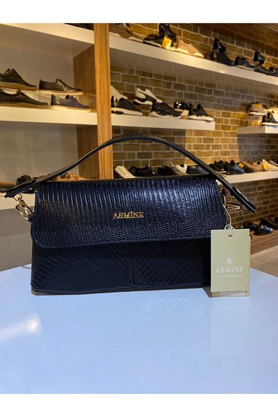 Armine ARMINE Black Crocodile Women's Hand and Shoulder Bag - Quality and Stylish