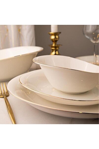 Kütahya Porselen KÜTAHYA PORSELEN BONE ROSA 24 PARÇA YEMEK TAKIMI ALTIN