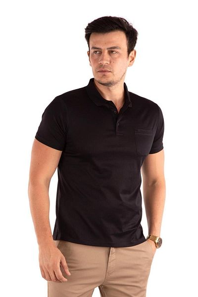 Tony Montana Regular Fit Polo Collar Mercerized Short Sleeve Classic Pocket T-shirt