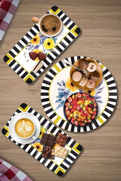 Decovetro MacKenzie Vintage Flower 3-Piece Round Set - Glass Presentation Serving Plate