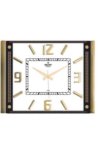 Tiesa Home Plastic Embossed Numeral Rectangular Wall Clock Gold White