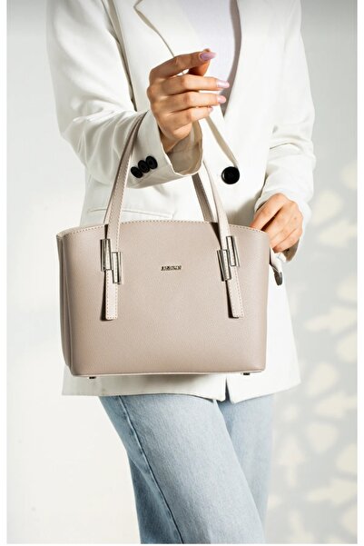 Just Polo حقيبة يد وكتف نسائية بلون الحجر مكونة من 5 أقسام - 5013