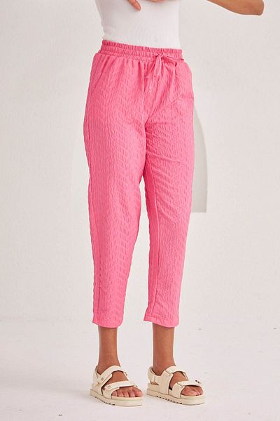 Orfeo Negro WOMEN'S GEOMETRIC PATTERNED COMFORTABLE FIT FABRIC TROUSERS
