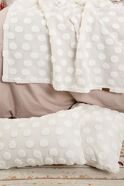 HAMUR Bed Runner Throw Pillow Set Bohemian Punch Punch Pattern Bedspread Point Ecru