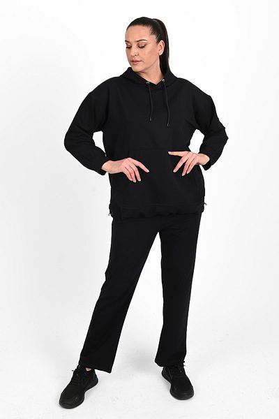 Koza Butik Γυναικείο Σετ Φούτερ με κουκούλα Plus Size 3658-23