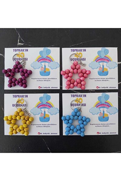 H&B Boutique 12 adet 40 uçurma hediyesi ahşap yıldız anahtarlık doğu,doğum gü...