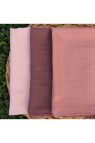 VEGA MODA 3 Pieces of Writing - Plain India Stitched Cheesecloth, Powder, Dried Rose, Pink