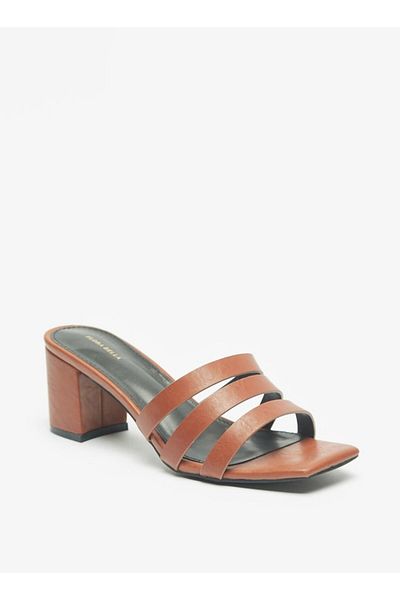 Flora Bella by Shoexpress Solid Slip-On Strap Sandals with Block Heels