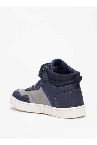 LBL by Shoexpress Stitch Detail High Top Sneakers with Hook and Loop Closure
