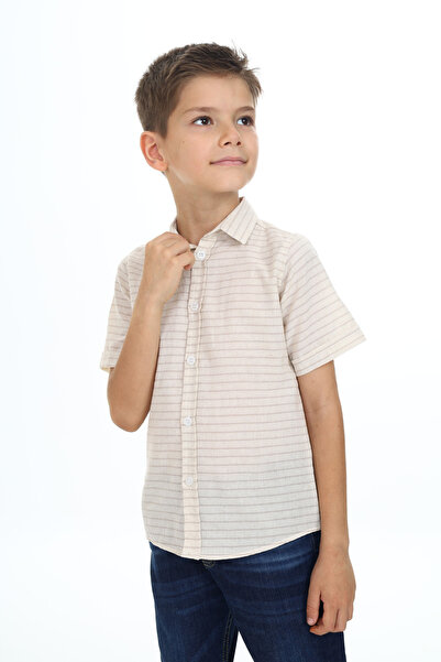 e-çocuk Λινό πουκάμισο για αγόρι - ριγέ, μοντέλο 0007