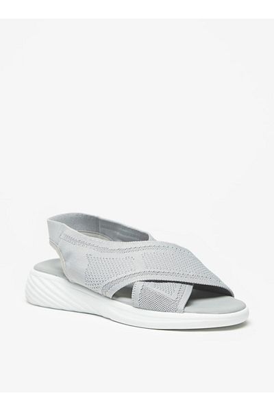 Flora Bella by Shoexpress Textured Cross Strap Slip-On Flatform Sandals