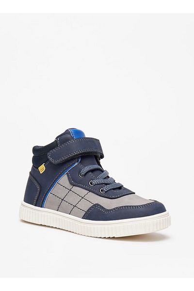 LBL by Shoexpress Stitch Detail High Top Sneakers with Hook and Loop Closure