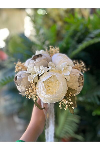 Pika Gri Şakayık Gelin Buketi - Gelin Çiçeği - Şakayık Gelin Çiçeği - Nikah Ç...