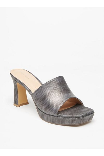Flora Bella by Shoexpress Textured Slip-On Sandals with Block Heels